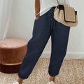 women's clothing  pure color drawstring loosecasualstraight-leg pants workwear pants elegantwork clothing