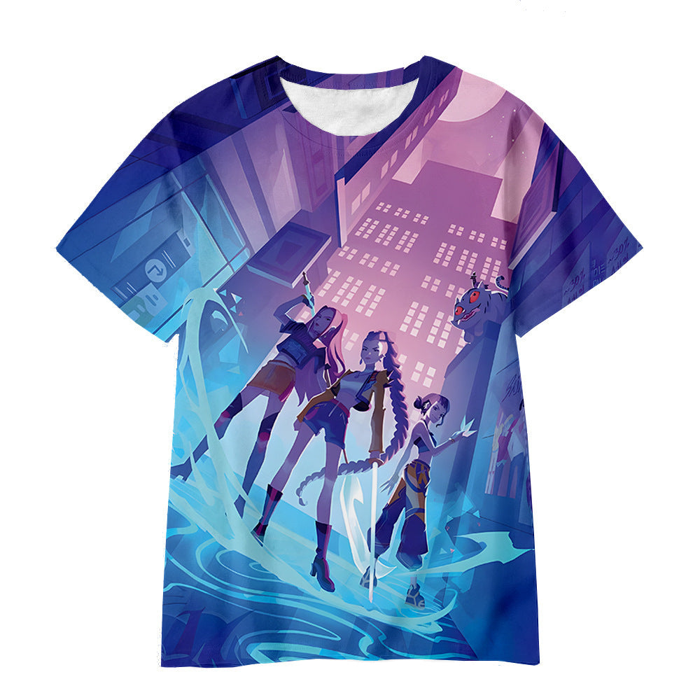 Witcher boy group 3d digital printing cross-border overseas casual loosefashion t-shirt k-pop girls t-shirt