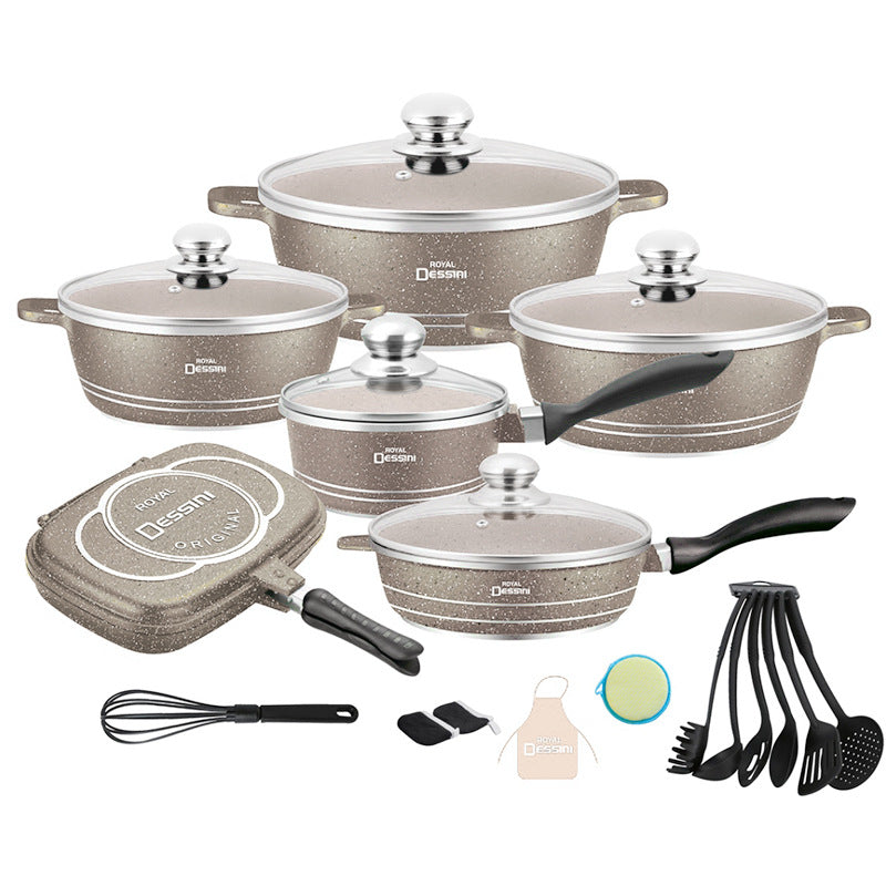aluminum pot 23-piece set for home kitchen non-stick pot cooking pot suit die-cast soup pot wholesale