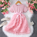 Girls' dress for toddlers and young children, 3d rose and bow dress