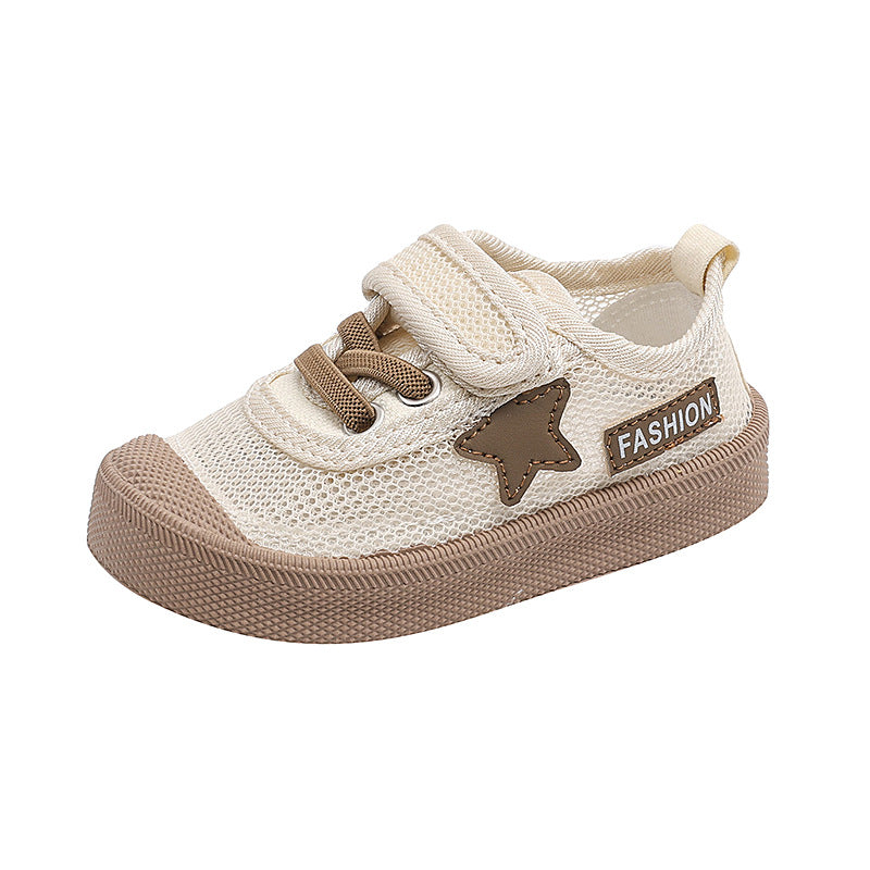 Kids' velcro summer sneakers - hollow-out mesh, solid soft sole, breathable first walker shoes for boys and girls