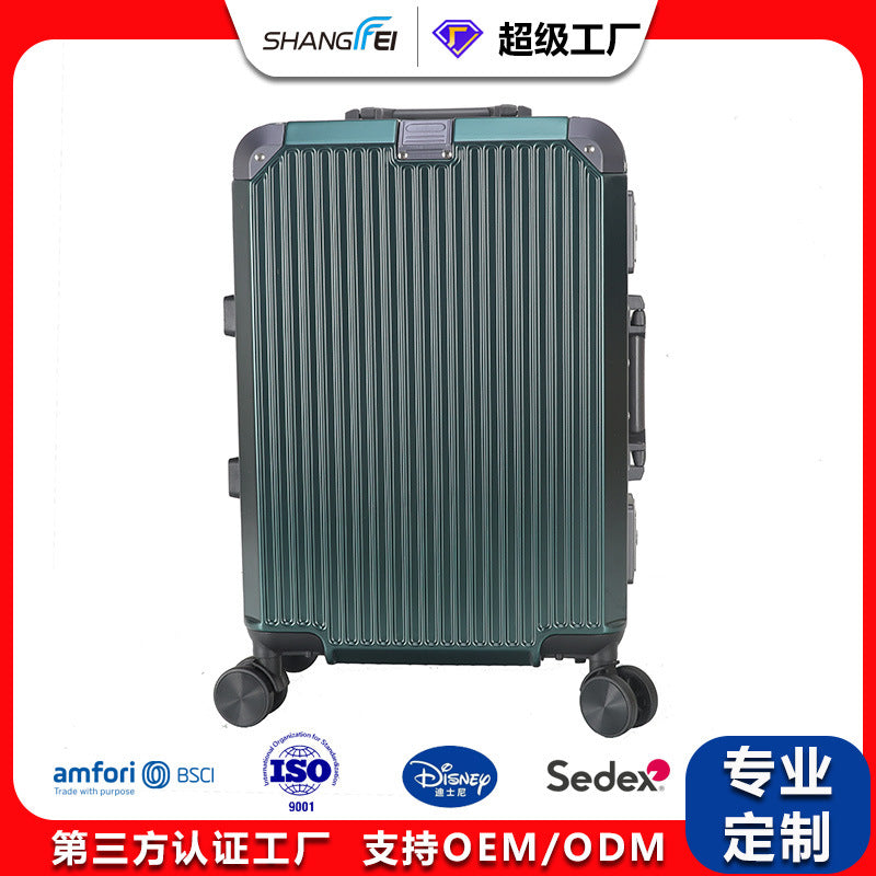 Metal corner aluminum frame luggage aluminum trolley suitcase simple atmospheric zipper case universal wheel anti-theft password box