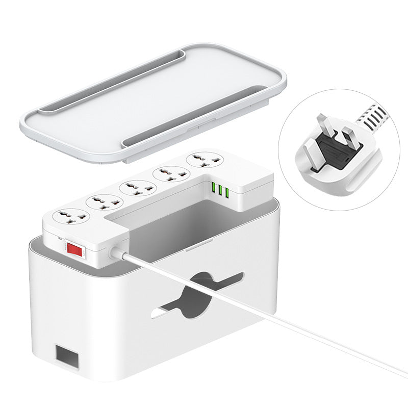 Lidenuo  multi-functional desktop socket storage box, British standard, US standard, Australian standard, with cable tractor board storage box