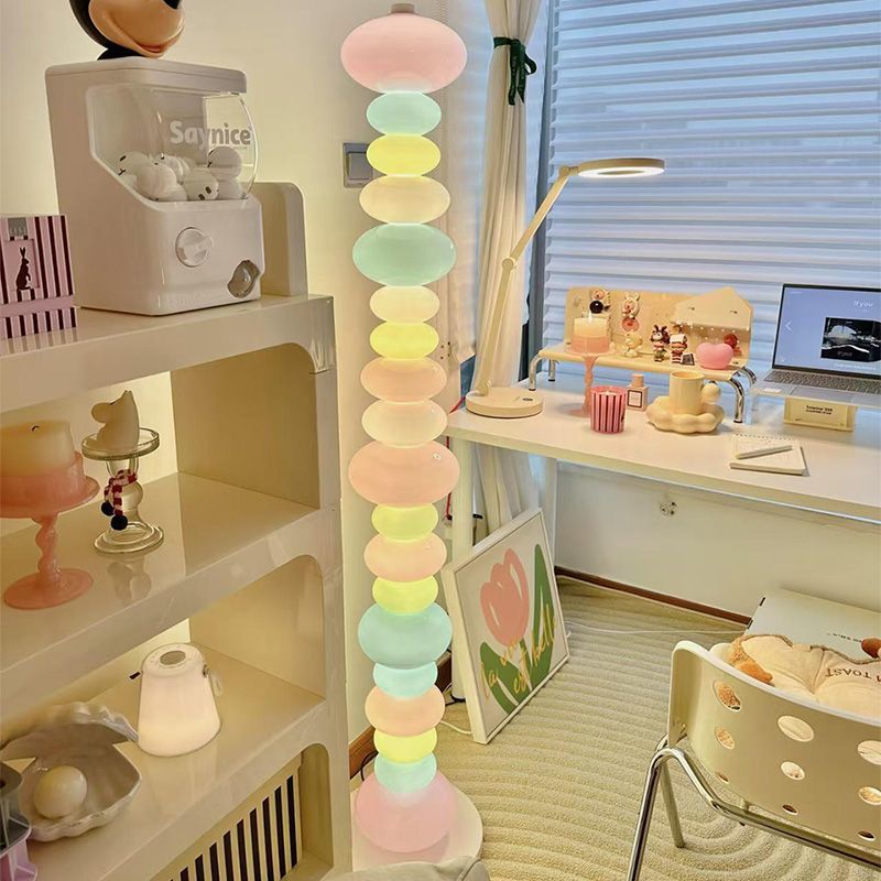 Candy string rainbow floor lamp - creative macaron colorful bedroom table lamp - glass living room stackable sugar ambient light