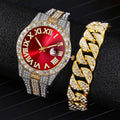 Two-tone red & gold cuban link bracelet