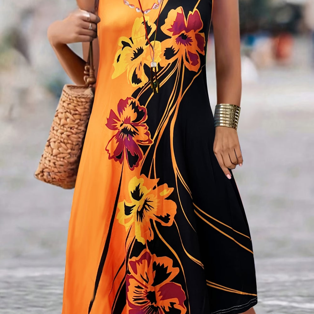 wholesale women's short-sleeved dresses, fashionable women's dresses for spring, summer, and autumn, new cross-border printed designs