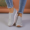 European and american plus size women's winter  new collection: sequin fabric shoes, athletic casual flats, round toe, cross-border e-commerce
