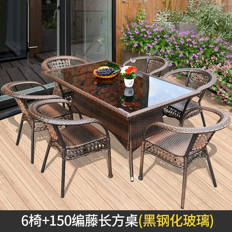 Three-piece rattan chair set casual tea table courtyard rattan outdoor table and chairs balcony tea table and chairs balcony casual table and chairs