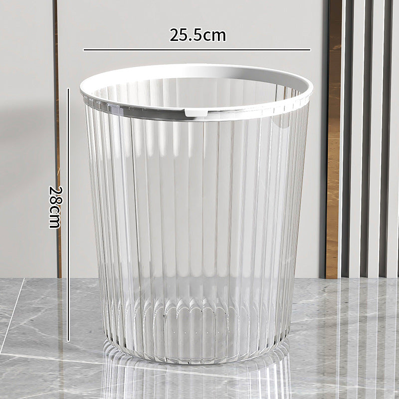 Transparent trash can - large capacity, with pressure ring, for home, living room, modern kitchen, bathroom, bedroom, and office