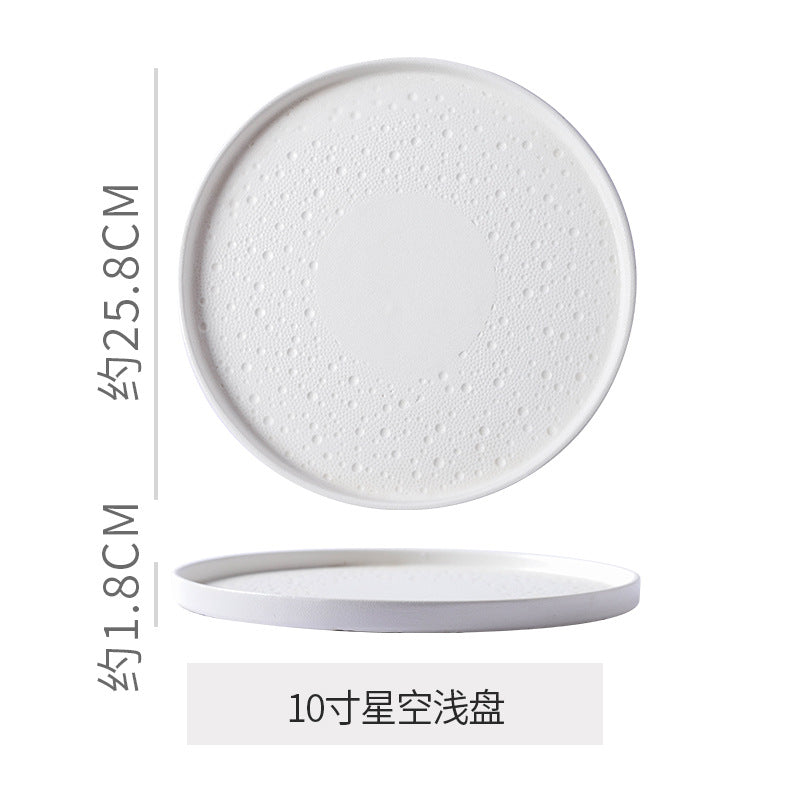 Scandinaviancasual style high-looking black and white ceramic tableware baking dish popular hotel restaurant high-end display flat plate