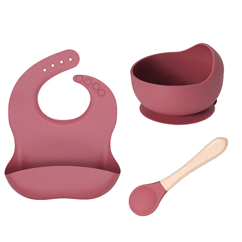 Factory customized LFGB silicone children's tableware 6-piece set, infant food grade beech silicone feeding tableware