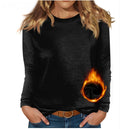 cross-border new women's round neck long sleeve solid color fleece-lined base layer top