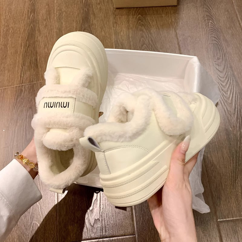 Best sellingthick solevelcro cotton shoes winter 2026new arrivalfleece-linedthickened fur shoes heattechplatform shoes for women
