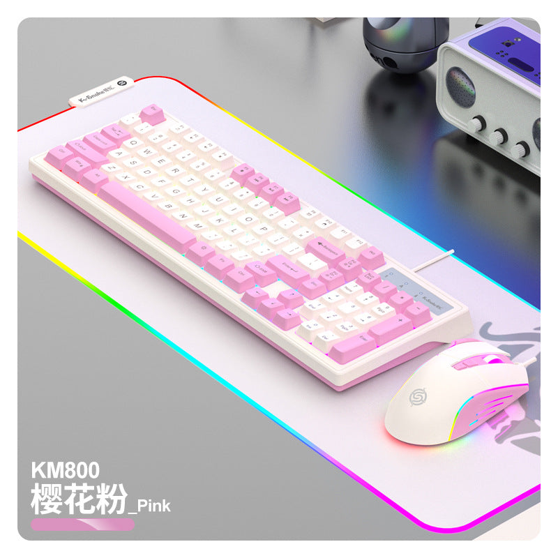 Viper km800 mechanical feel gaming keyboard and mouse wired illuminated set - 98 keys - office/home usb