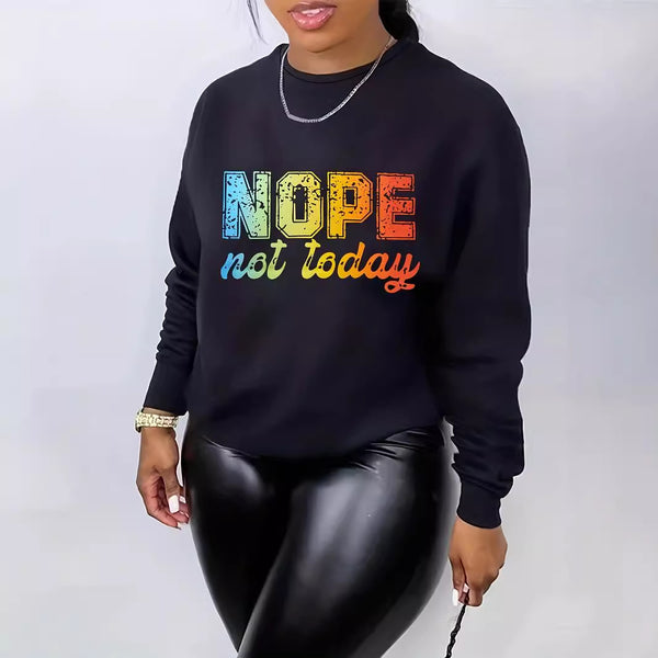 S390894 gradual change color NOPE letter print long sleeve sweater women