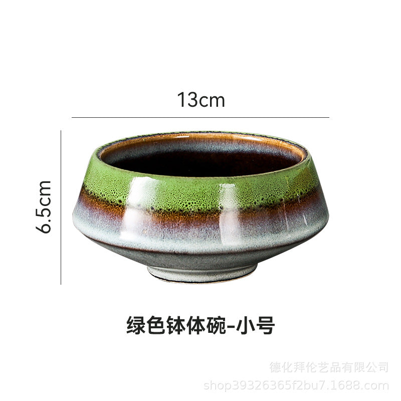 Japanese style creative tableware kiln-turned bowl, household salad bowl, dessert bowl, tall conical bowl for serving dishes
