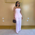 Fashion cross-border women's clothing  summer new fashiontube top sleeveless backless pleated tops high waistpantssuit