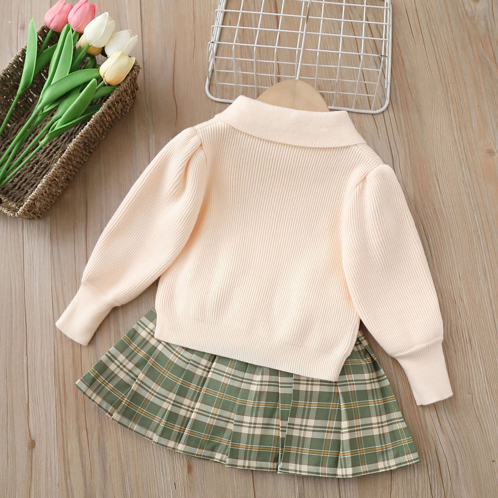 Girls' sweater jk set - new autumn  collection: stylish two-piece princess dress outfit for little girls