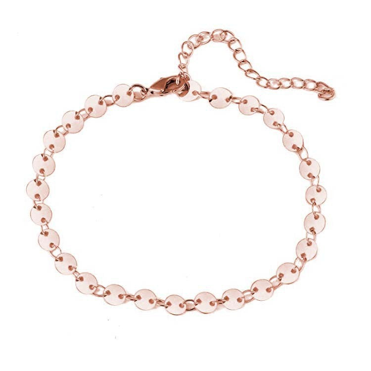 European and american geometric disc plain chain anklet creative beach foot chain tassel sequin stainless steel chain elegantcasual