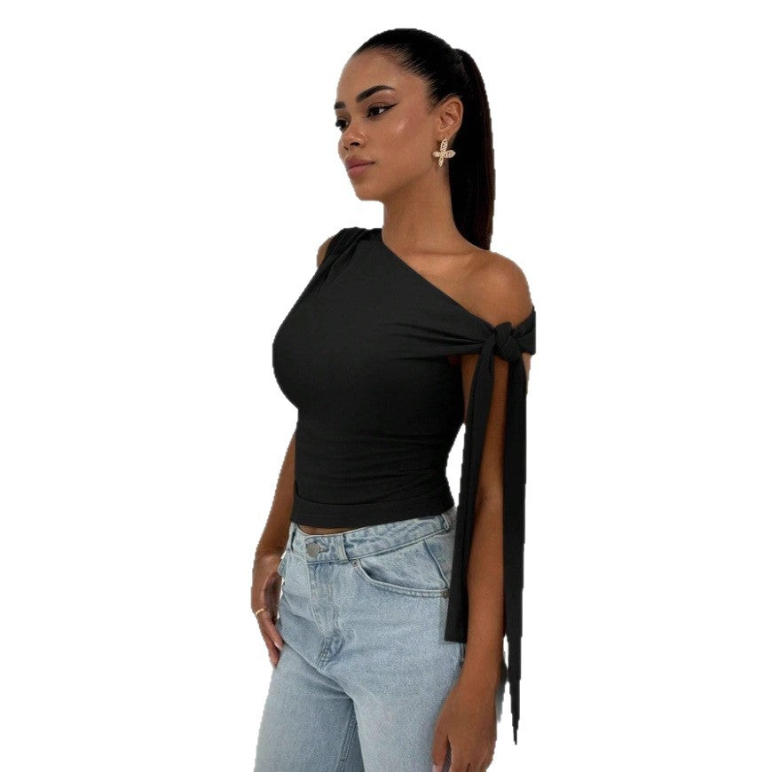 summer new arrivals: european and american fashion street style slim-fit tie-up sleeveless top for women