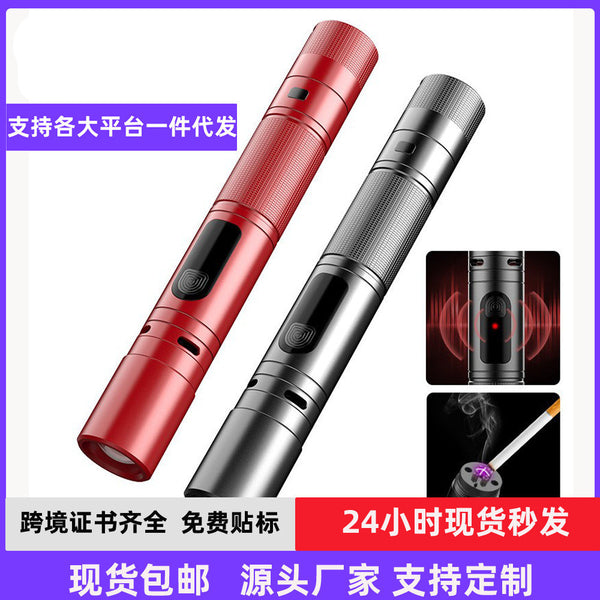 New outdoor flashlight arc self-defense flashlight strong light flash SOS signal telescopic zoom rechargeable flashlight