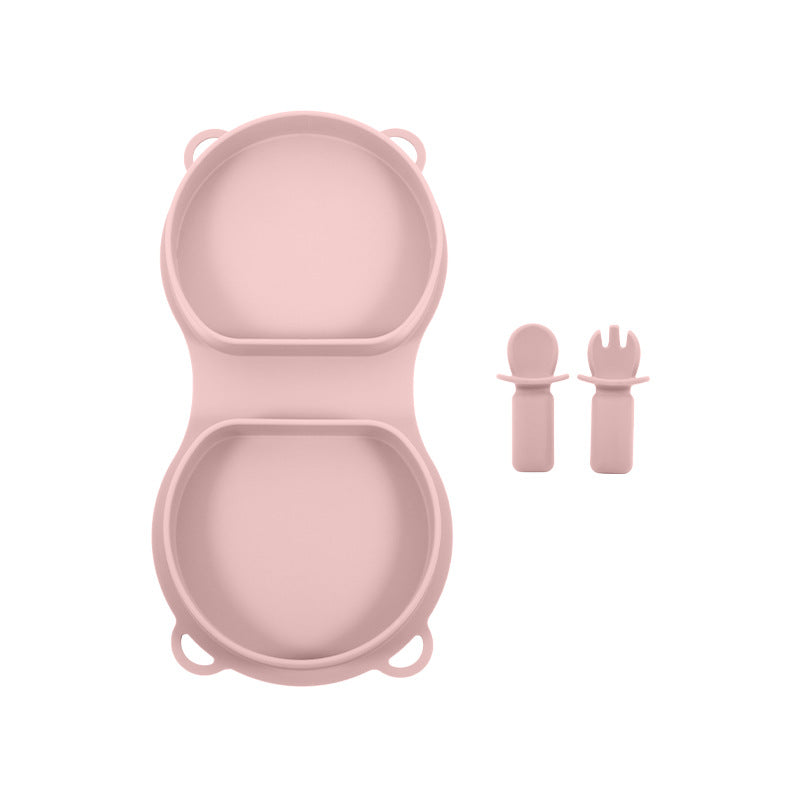 New Food Grade Silicone Toddler Plate Fork and Spoon Set Travel Silicone Baby Feeding Folding Lunch Box Set