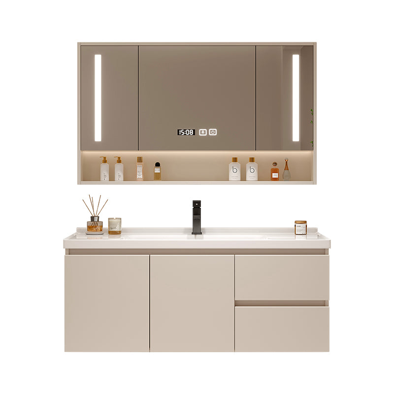 Ceramic all-in-one basin bathroom combination solid wood bathroom wash basin wash basin wash basin cream style