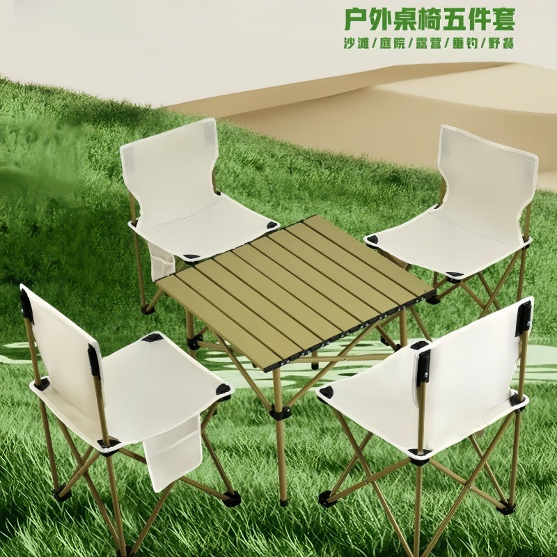 Outdoor folding chair and table camping set - portable, ultralight roll-up table and folding chair - factory direct