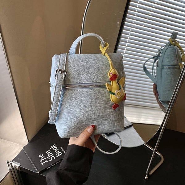 Versatile simple messenger bag women's 2025 new fashionable lychee pattern small square bag Korean version of high-end mobile phone bag