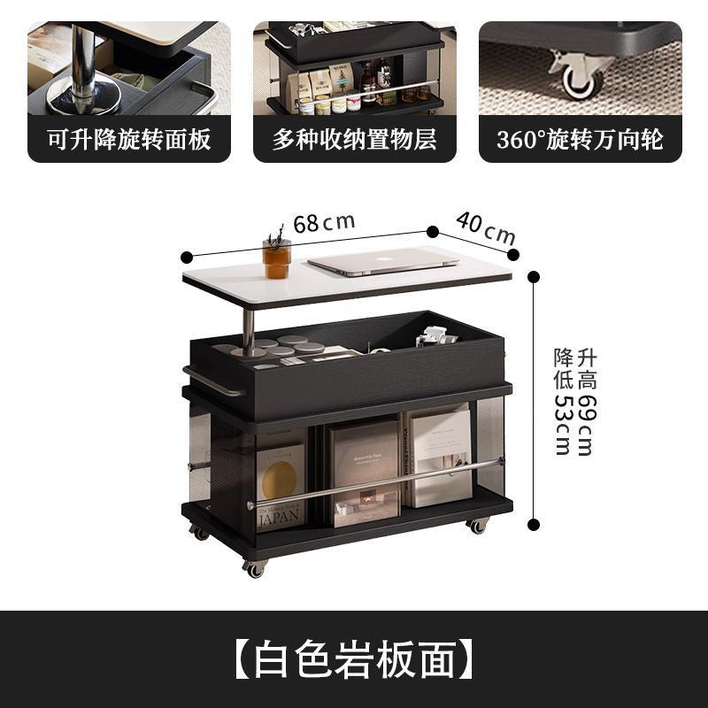 Living room multi-functional sofa side tableaccessible luxury creative balcony movable side cabinetaccessible luxury solid wood adjustablerotate coffee table