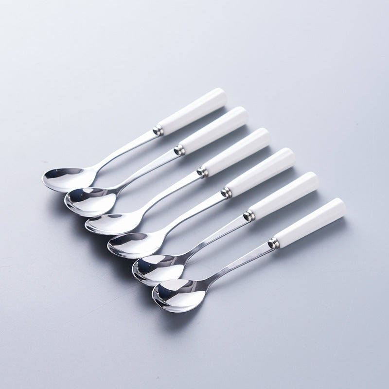 Creative stainless steel fruit fork spoon ceramic storage jar nordic fruit fork spoon household fruit fork storage set
