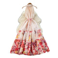 French riviera style sleeveless halter floral dress - women's spring/summer high-waisted a-line maxi dress - ethereal & chic