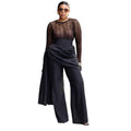 European and american cross-border women's fashion  summer new sexy chic round neck see-through top and design-driven pants set