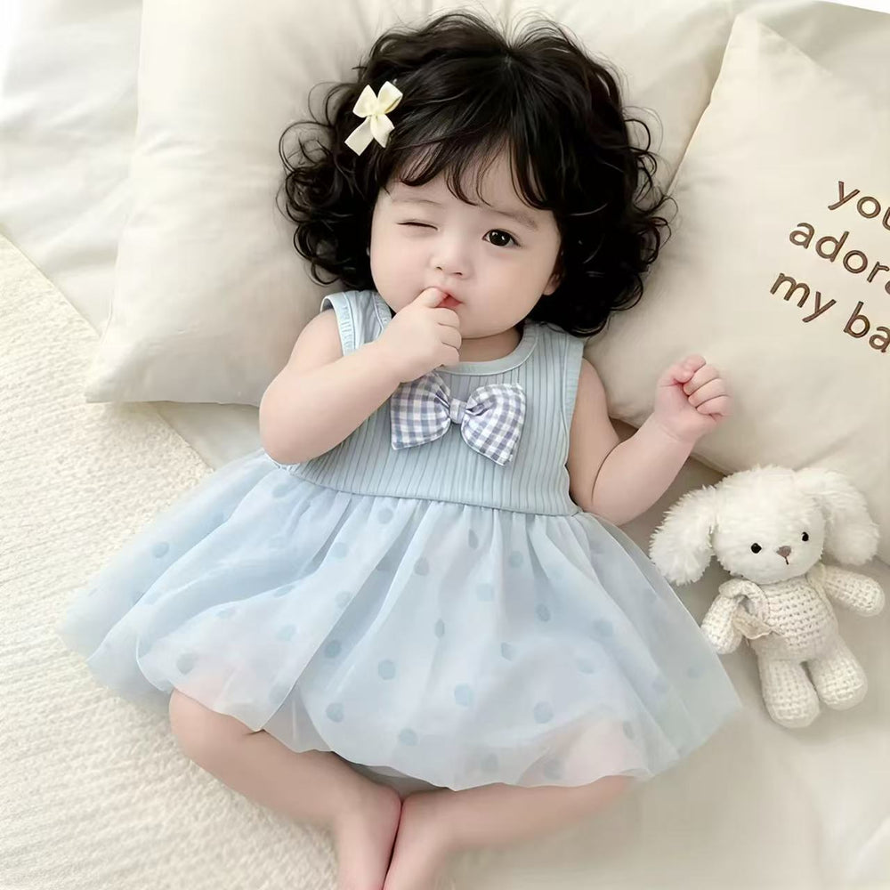 Stylish baby summer clothes, thin clothes for baby girls, one-piece princess, full moon, 100 days, summer, butt-covering skirt