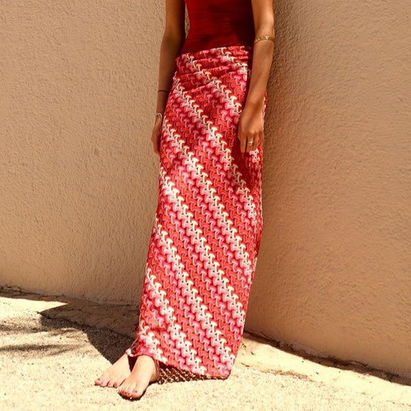 42239SBG  Explosion 2025 Autumn New Product Fashion Slim-fit Yarn Stripes Europe, America, Skirt, Women