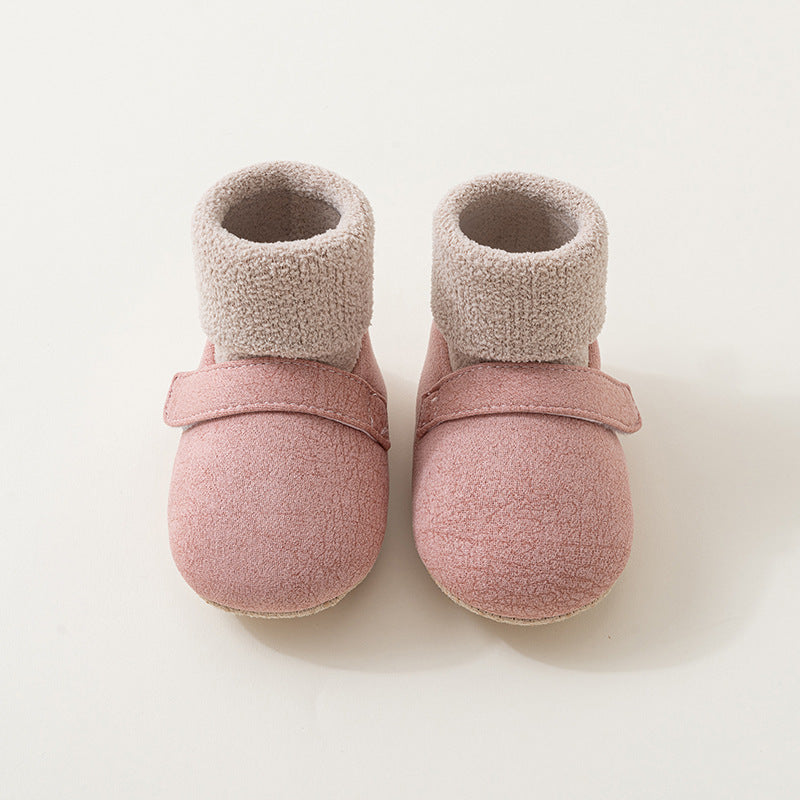 Babycare autumn/winter baby shoes, first walker shoes, non-slip soft sole shoes & socks, indoor baby toddler cotton shoes, cartoon coral fleece