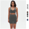 New quick-dry racerback sports bra and high-waisted butt-lifting tight shorts workout set - seamless yoga outfit for women (european & american style)