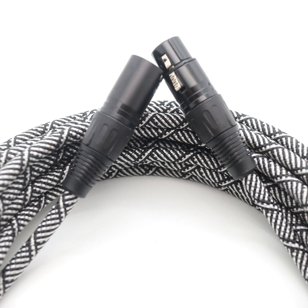 Black and white high-grade pit viper pattern braided network interface card Nong 3pin male to female microphone cable protective cover flame retardant network cover envelope