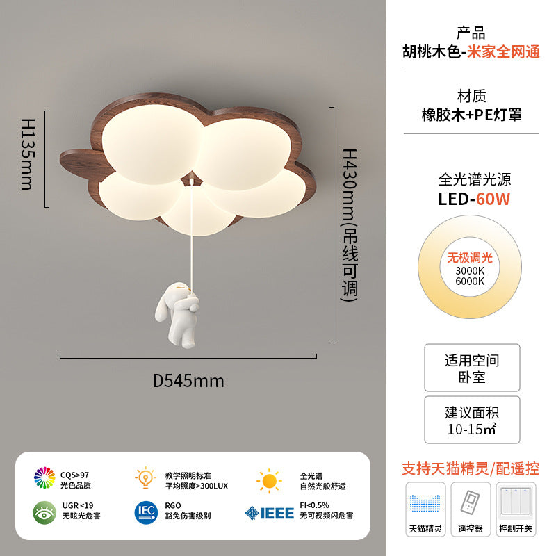 Walnut ceiling light cream antique children's room light creative modeling intelligent lighting warm bedroom light
