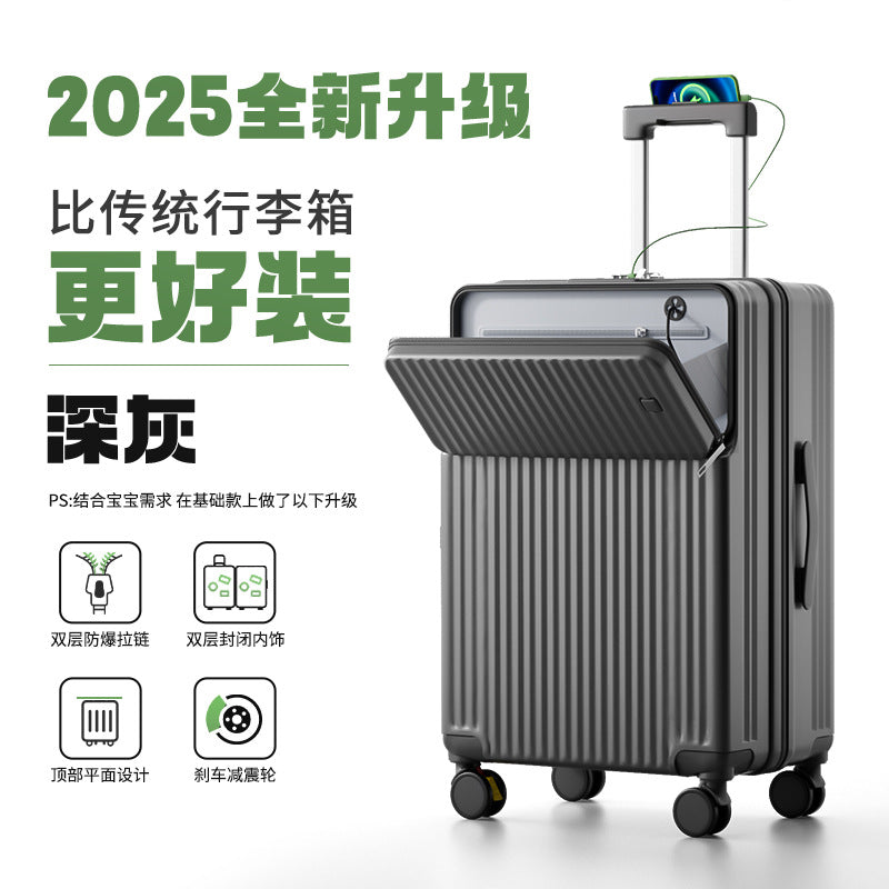 Front open suitcase female 2025 new strong and durable thickened suitcase 26-inch password password box male
