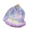 Fall and winternew arrivalgradient colorfulcardigantutu skirtcute princess cardigansuit