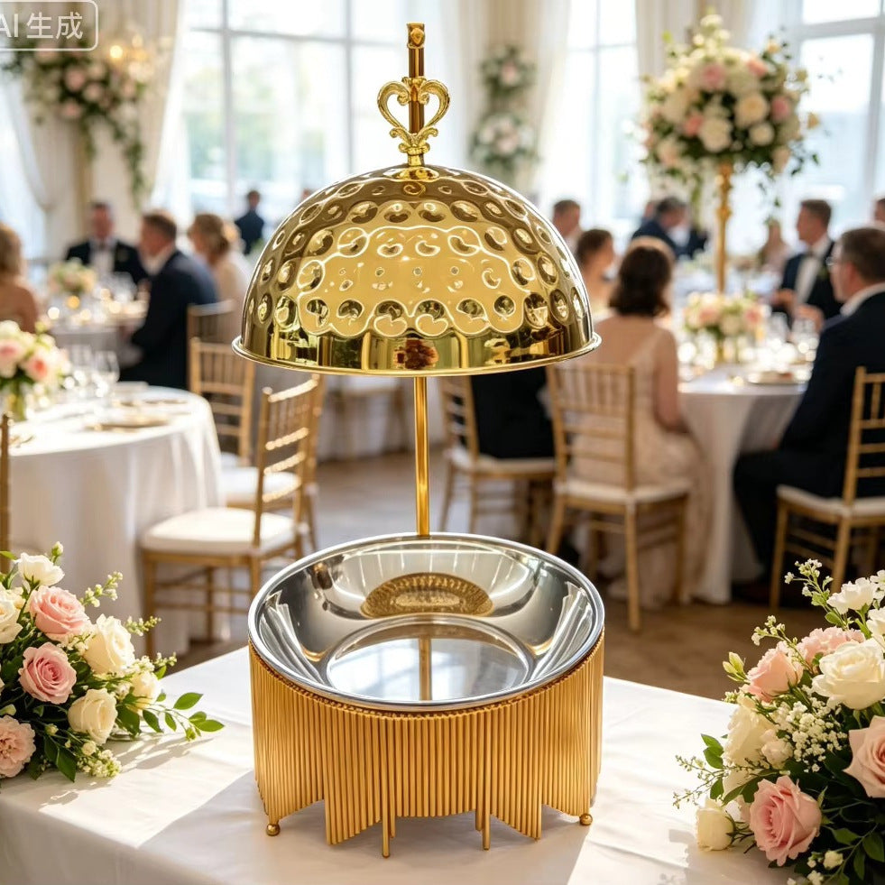Diamond-shaped golden stainless steel buffet stove 8l hanging buffet stove for hotel restaurants