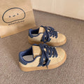 Summer breathable sneakers women's 2026 new casual versatile canvas student korean style athletic chunky sole retro white shoes