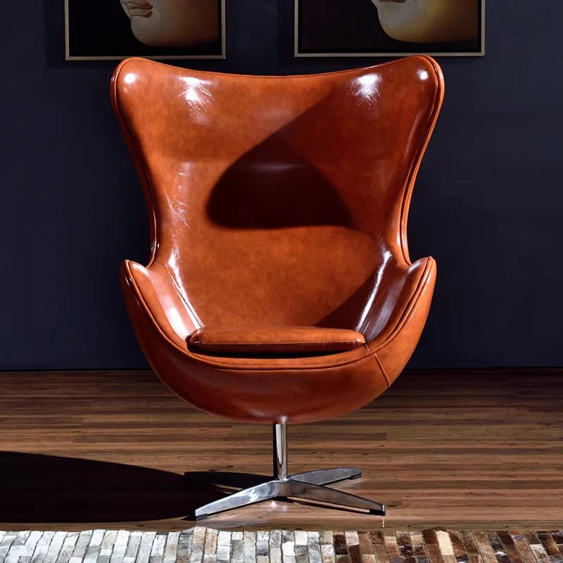 American loft leather egg chair aluminum leather space computer chair designer eggshell chair single retro industrial sofa