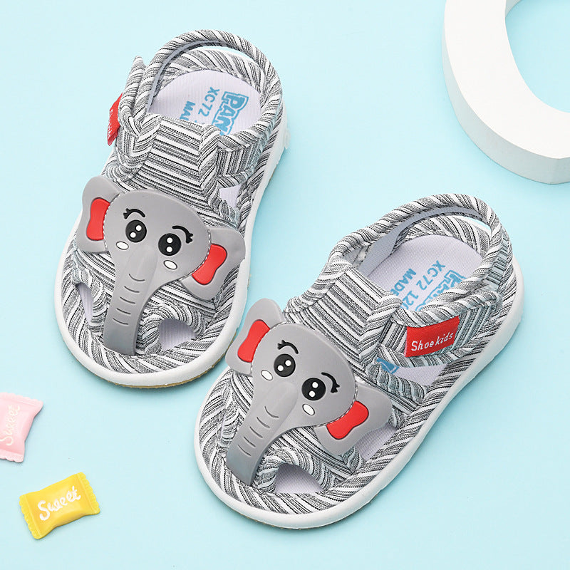 Baby cloth sandals for boys, summer, 0-1-2-3 years old, infant soft-soled squeaky shoes, baby girl's first walking shoes, baby shoes