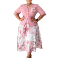 D630 african women's fashion european and american cross-border summer chic printed patchwork five-sleeve faux two-piece export dress