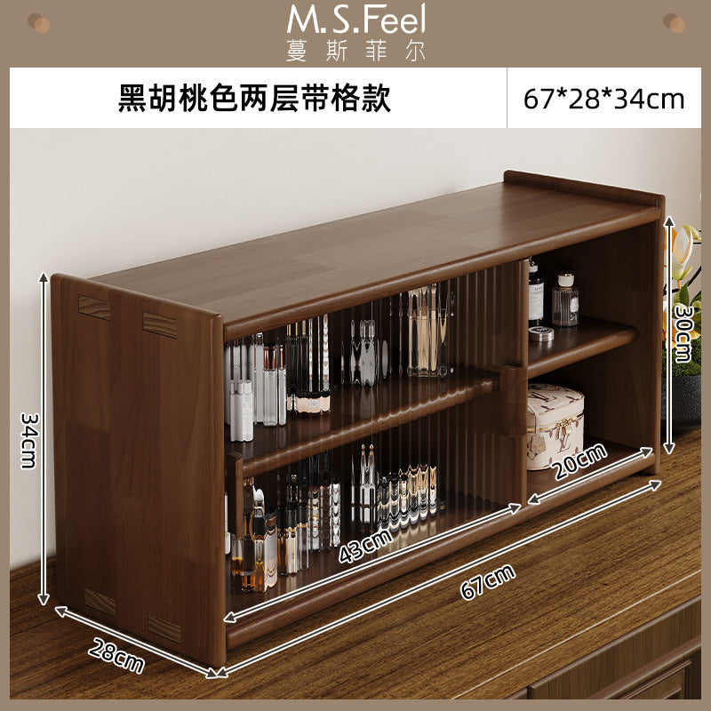 Solid wood desktop cosmetics storage box rack countertop sundries storage cabinet desk figure display finishing cabinet