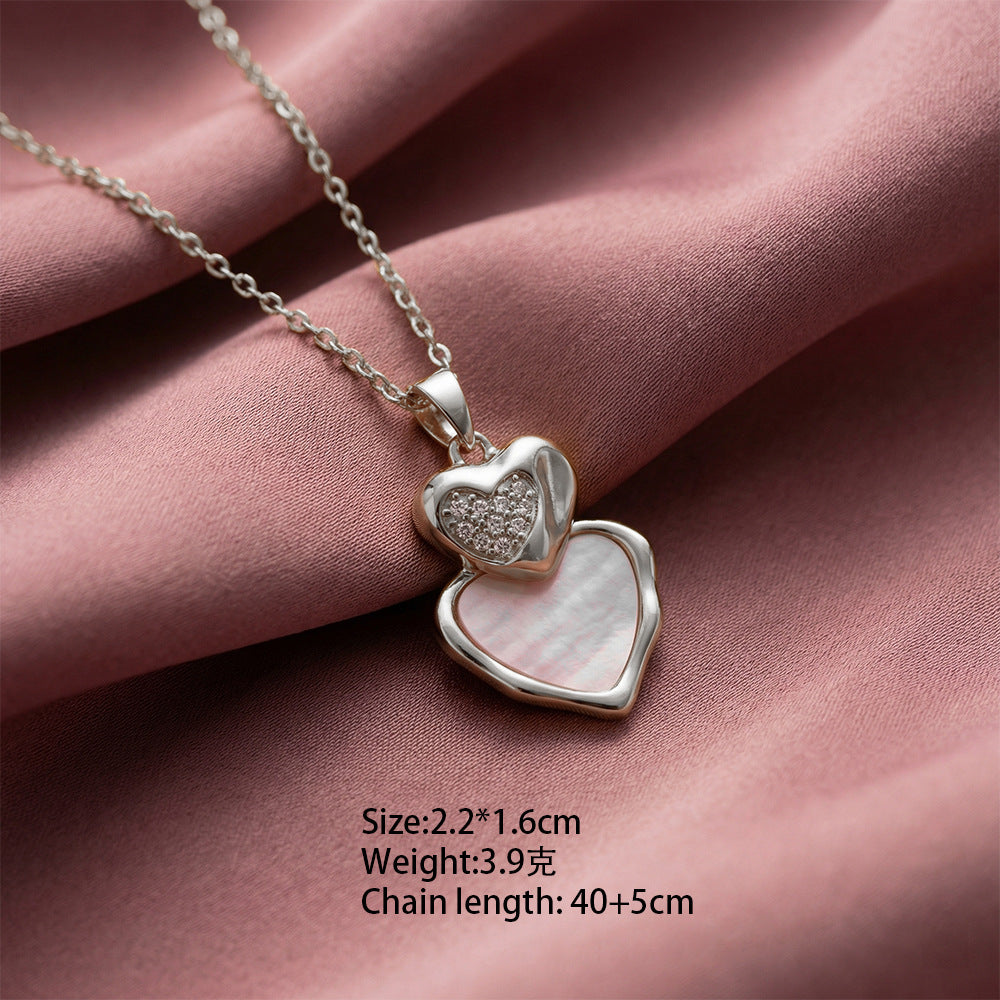 Stylishelegant copper inlaid zirconium heart necklace for women casualaccessible luxuryfashionbest selling non-fading clavicle chain jewelry suit