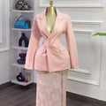 Fashion cross-border women's clothing  spring new arrivalelegant waist buttoned suit outwearlace skirt suit