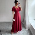 european and american cross-border summer women's slimming french square neck maxi dress